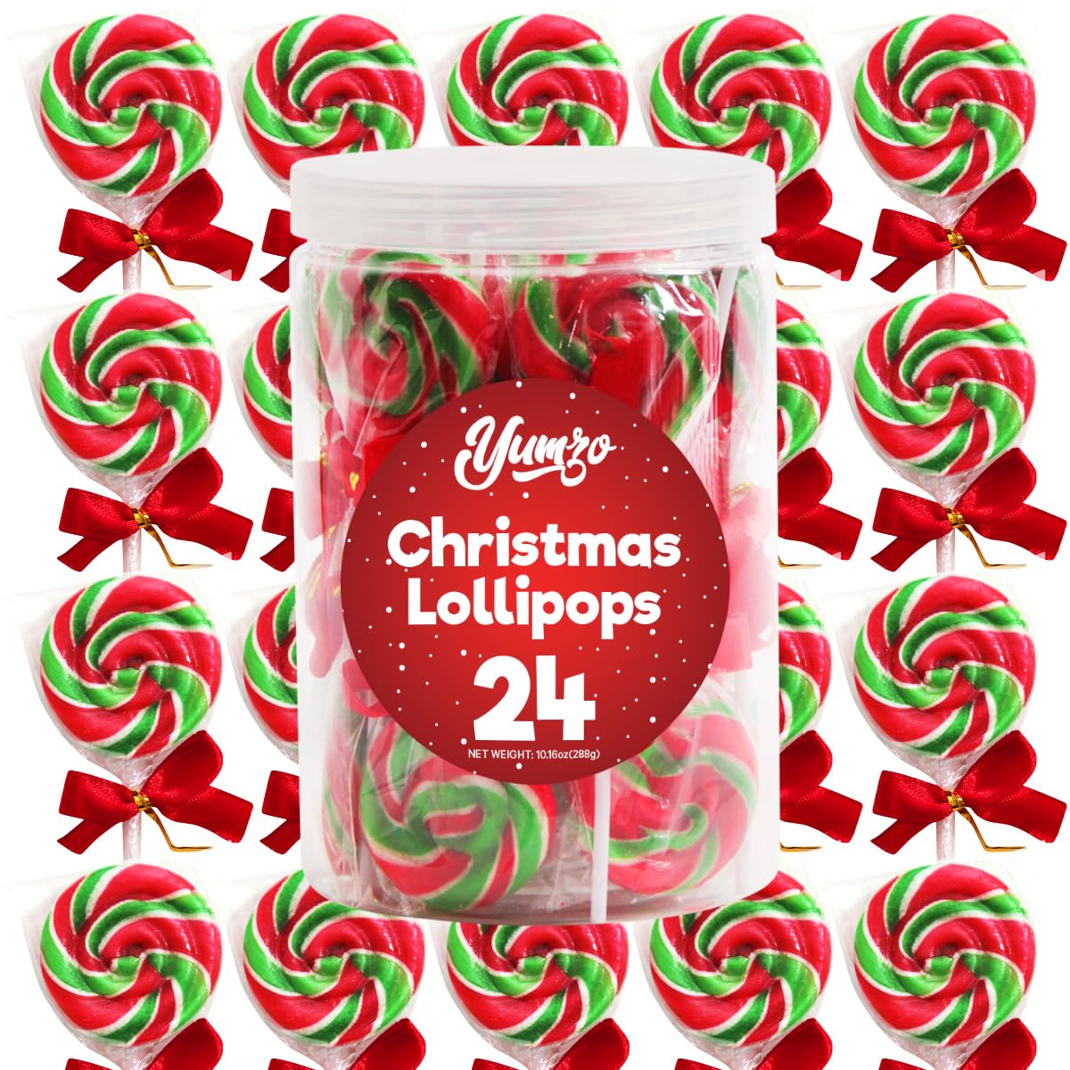 Christmas Swirl Lollipops, 24 Christmas Lollipops Individually Wrapped, Delicious Suckers Bulk For Festive Treats, Perfect christmas suckers for Gift