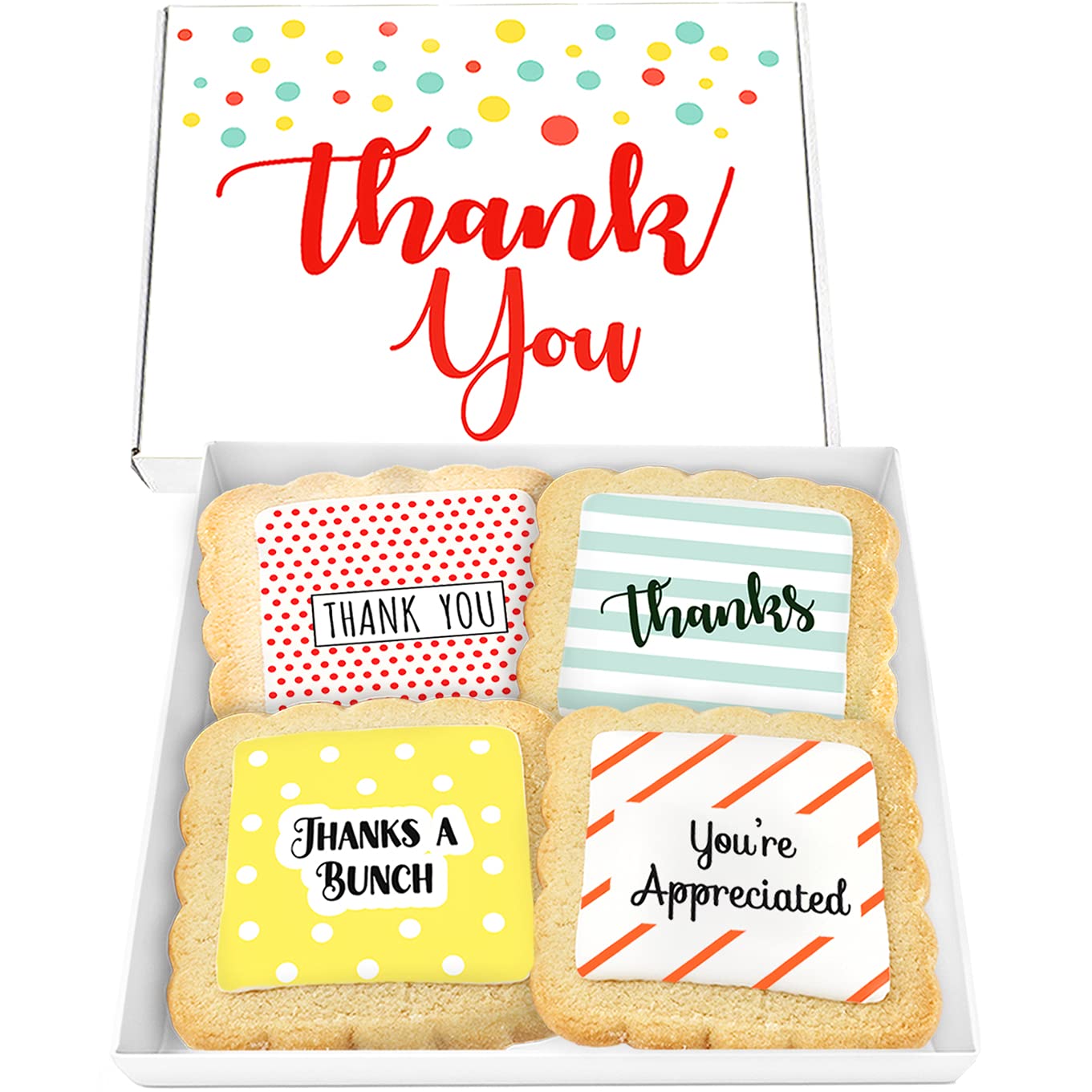 Thank You Gift Basket Cookies for Men Women Employees Teacher Nurse Co workers | Individually Wrapped | 4 Pack | Appreciation Box Treats