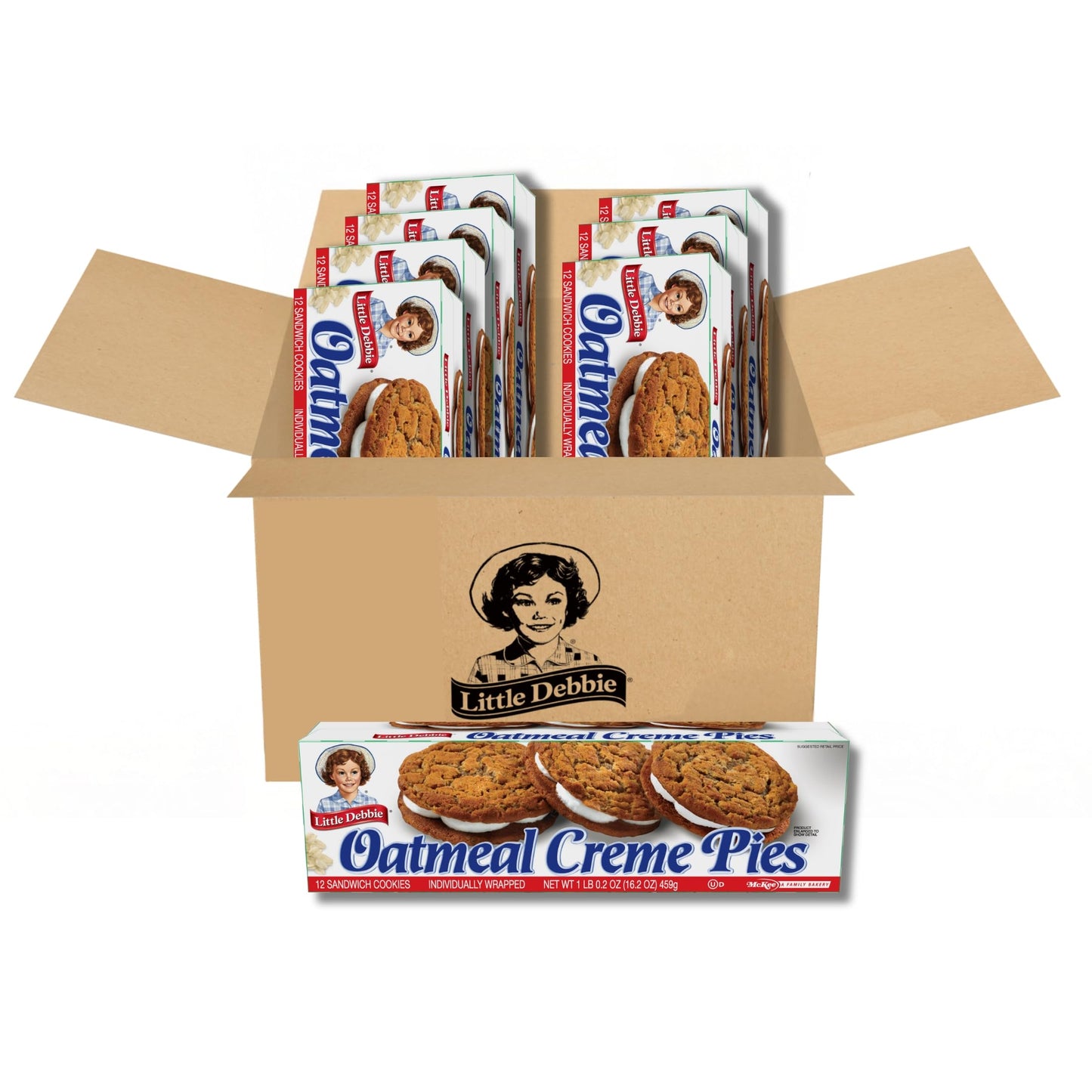 Little Debbie Oatmeal Creme Pies, 96 Individually Wrapped Sandwich Cookies (8 Boxes)
