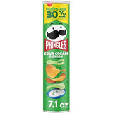 Pringles Potato Crisps Chips, Lunch Snacks, On-the-Go Snacks, Party Stack, Sour Cream and Onion, 7.1oz Can (1 Can)