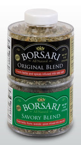 Borsari Seasoned Salt Combo - Multi-Use All Purpose Savory and Original Seasonings - Gourmet Sea Salt Blends With Herbs and Spices - Set of 2, 4 oz
