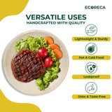 ECORECA 50-Pack Biodegradable Palm Leaf Dinnerware Set | 10-Inch Round Plates |Eco-Friendly and Microwave Safe | Disposable Party Plates, BBQ |