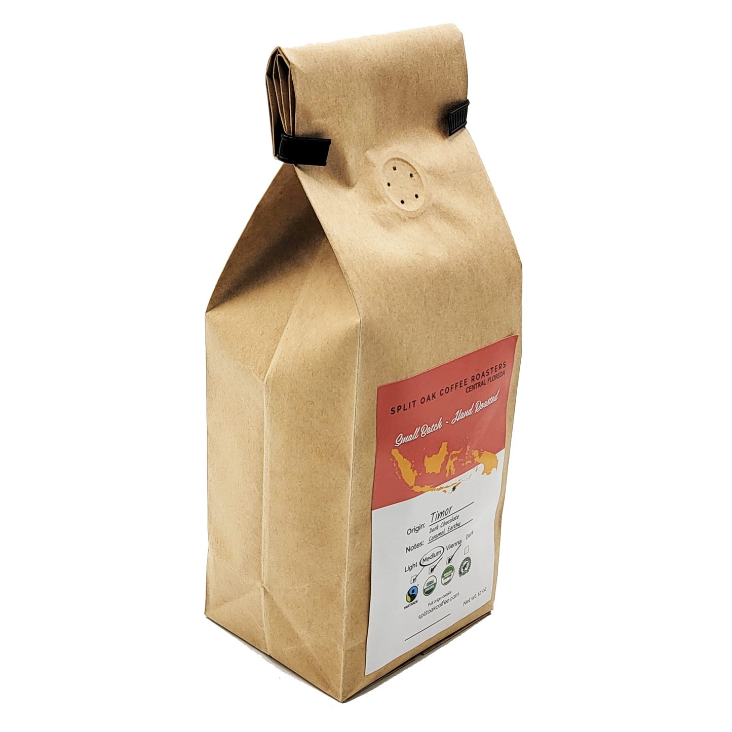 Organic Timor Whole Coffee Beans 12oz, Medium Roasted Coffee, Syrupy Notes, Dark chocolate, Fair Trade, Perfectly Balanced Taste. (Single)