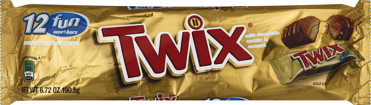 Twix Chocolate Caramel Cookie Fun Size Candy bar, 6.72 oz 12 ct