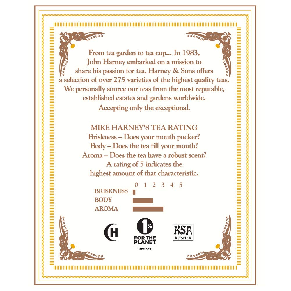 Harney & Sons Chamomile Herbal Tea, 20 Sachets in Classic Tin - Premium Egyptian Chamomile, Caffeine-Free, Relaxing Floral Herbal Tea