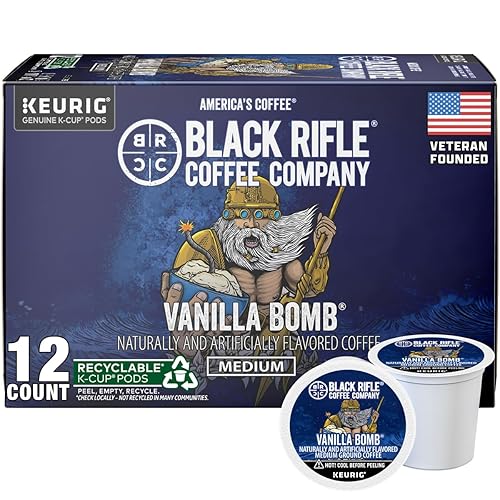 Black Rifle Coffee Company Vanilla Bomb 12 Count, Medium Roast K Cups - Single Serve K Cups Coffee Pods - Kcup Pods Compatible with Keurig 1.0 & 2.0