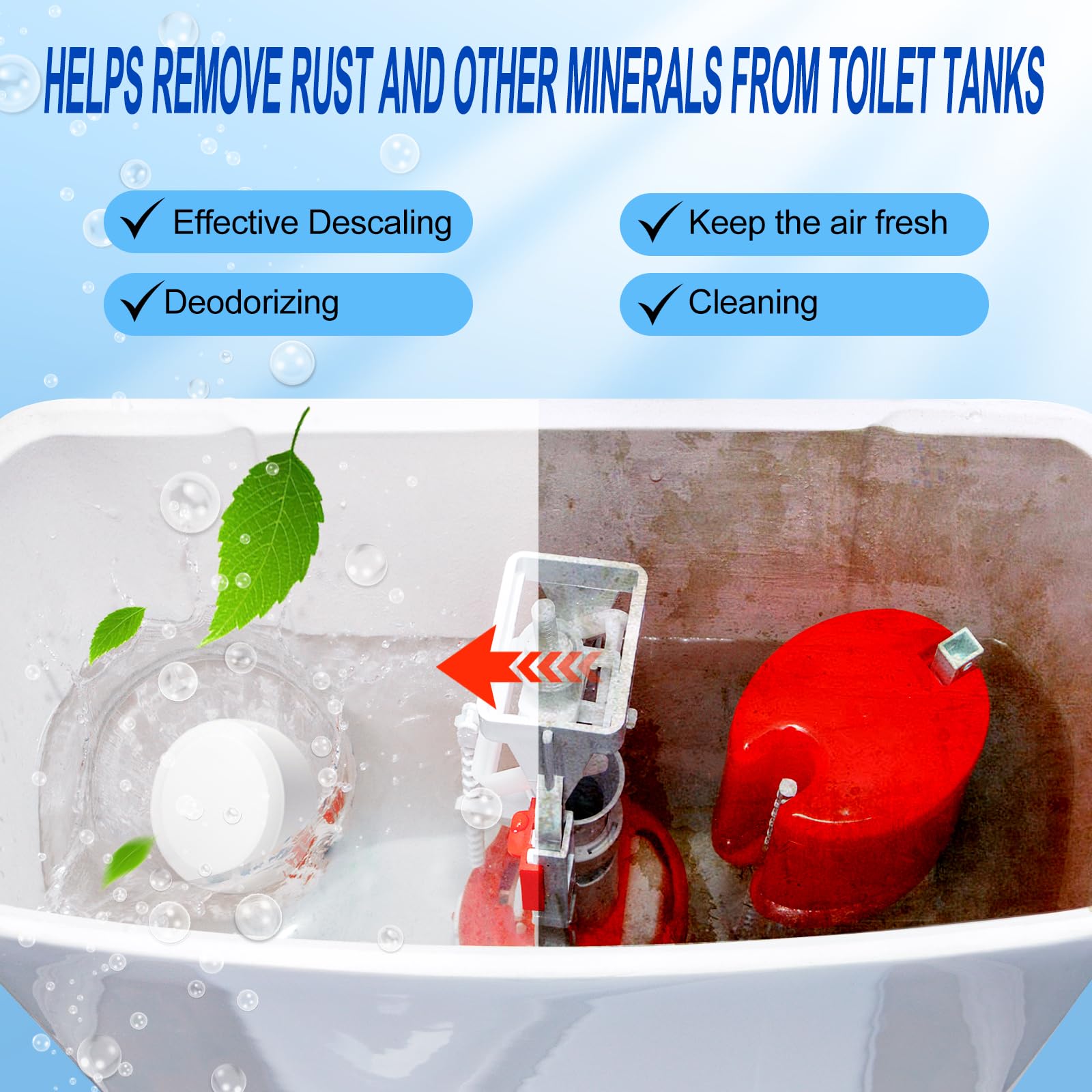 Automatic Toilet Bowl Cleaner Tablets - 50 Pack, Bleach Free, Descale & Deodorize, Septic-Safe, Continuous Cleaning with Fresh Scent, Drop-In Tank
