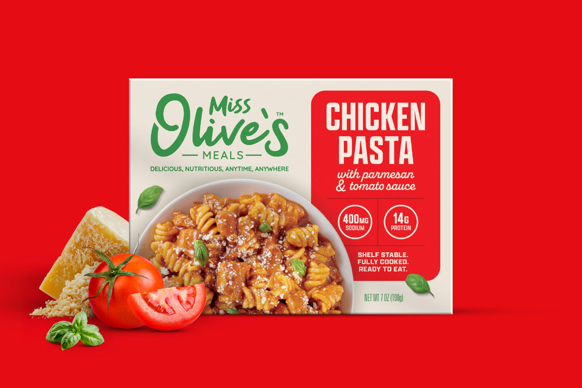 Miss Olive's Ready Meals Shelf Stable Chicken Pasta Parmesan, 3 Pack, 7oz