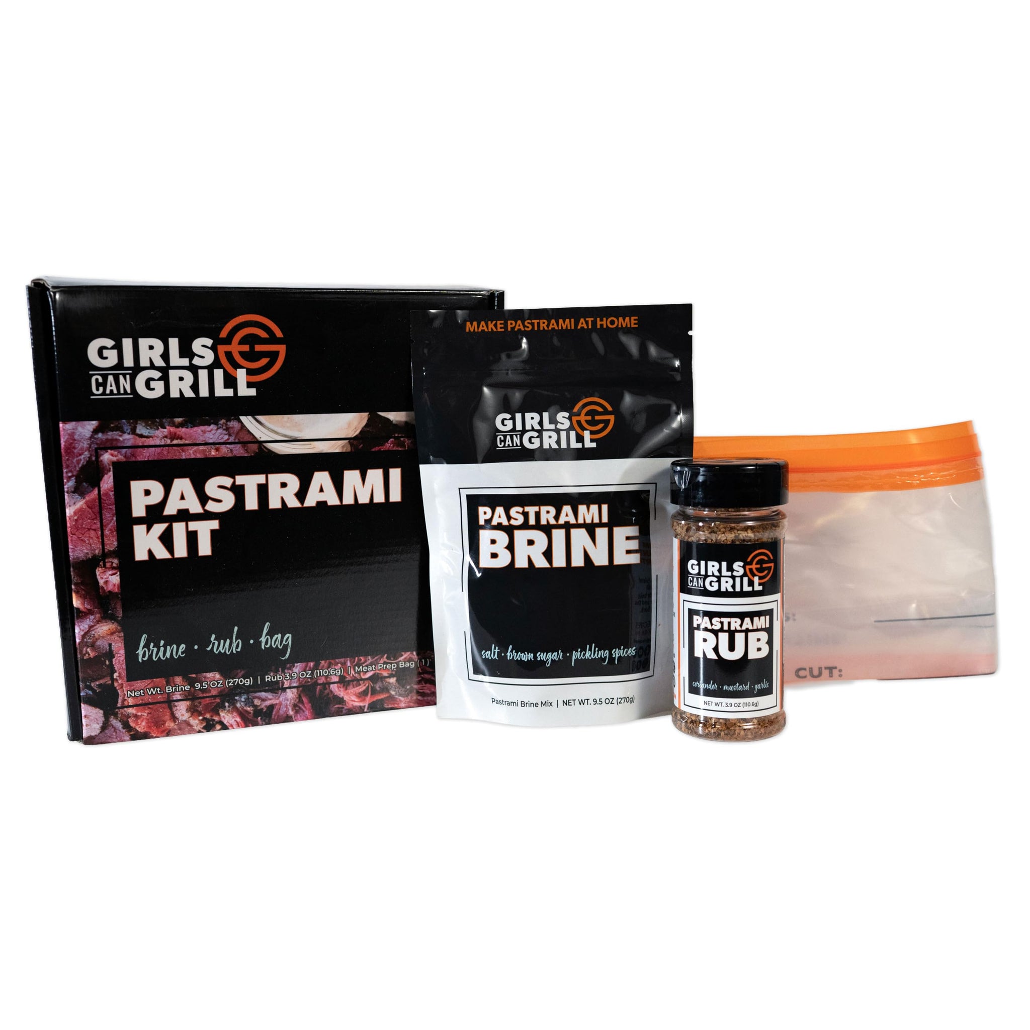 Girls Can Grill Pastrami Kit - Pastrami Brine, Salt-Free Rub & Meat Prep Bag | Cure Up to 12 lbs | No MSG | Includes Free How-To Ebook with 10 Recipes