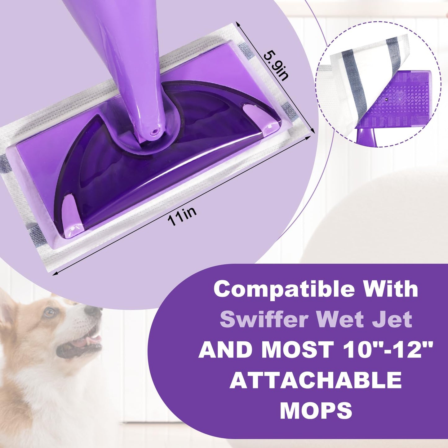 Vowanop Mop Pads Refill Compatible with Swiffer Wet Jet Spray Mops, Disposable Wet Jet Mopping Pads for Multi-Surface Floor Cleaning, Multi-Layer