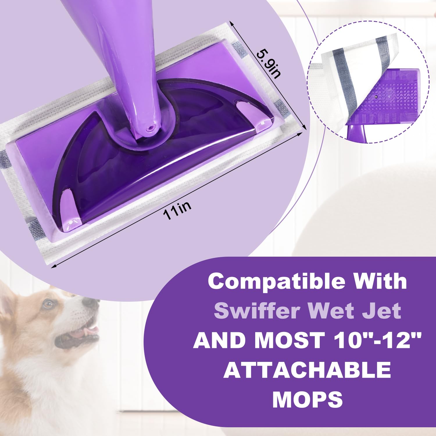 Vowanop Mop Pads Refill Compatible with Swiffer Wet Jet Spray Mops, Disposable Wet Jet Mopping Pads for Multi-Surface Floor Cleaning, Multi-Layer
