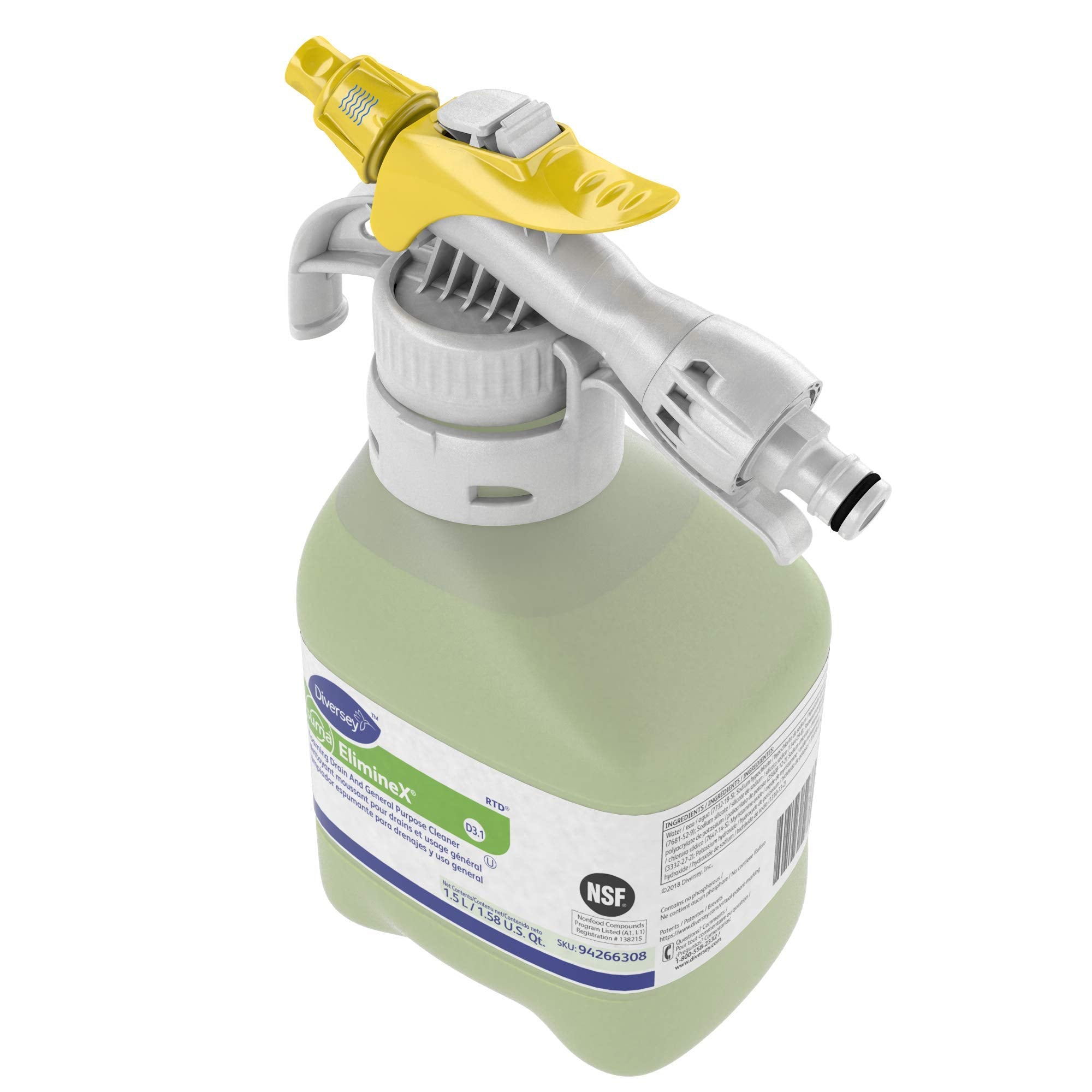 Diversey 94266308 SUMA ElimineX Foaming Drain & General Purpose Cleaner, Ready-to-Dispense (RTD) Spray, Concentrate, 1.5-Liter