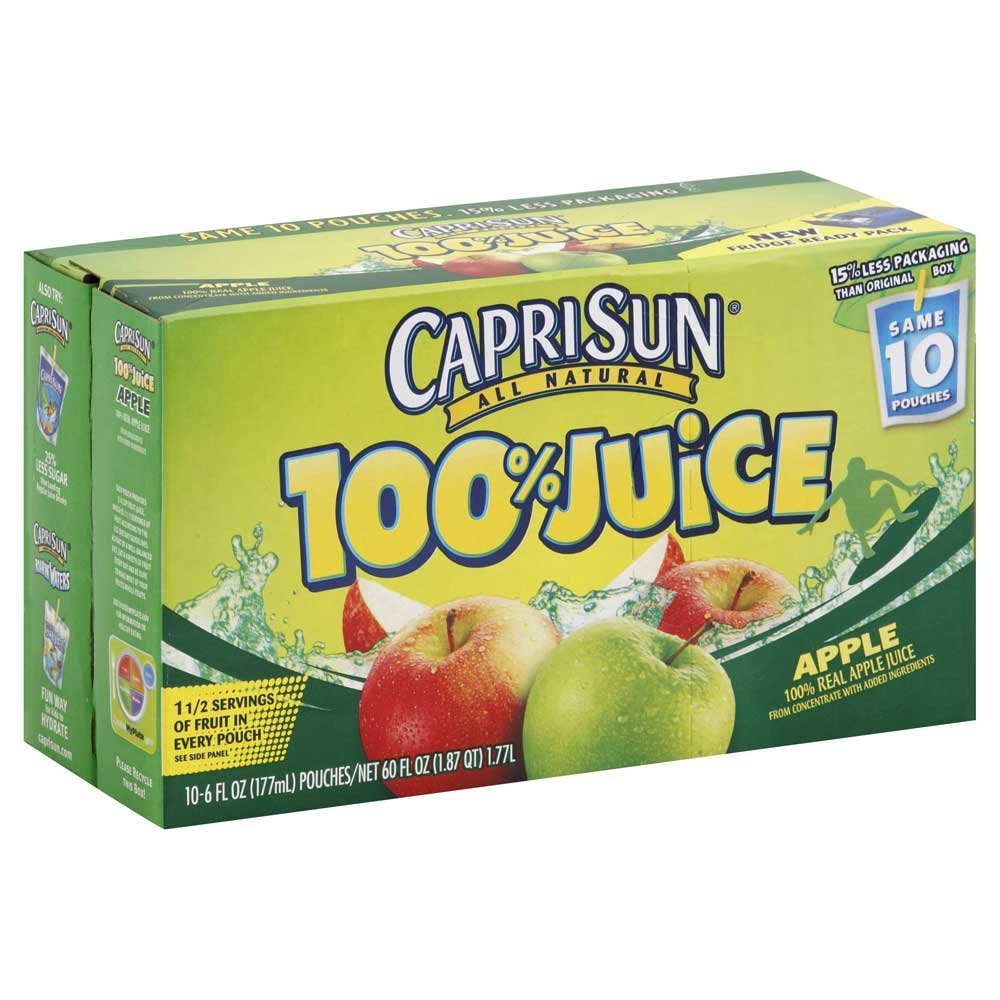 Capri Sun Apple Splash Juice, 6 Ounce -- 40 per case.