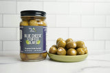 Green Jay Gourmet Blue Cheese Stuffed Olives - Cheese Stuffed Green Olives for Cocktail Garnish & Cheese Board - Dirty Martini Olives - Gourmet Olives