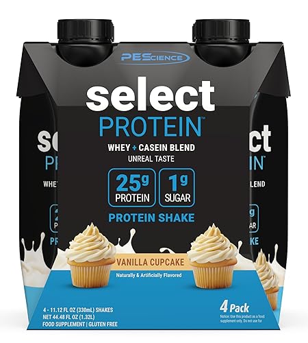 PEScience Select Protein Shake RTD, 25g Whey and Casein Blend, High Protein Drink, Gluten Free, Keto Friendly, 0g Sugar, Low Carb Ready to Drink Meal