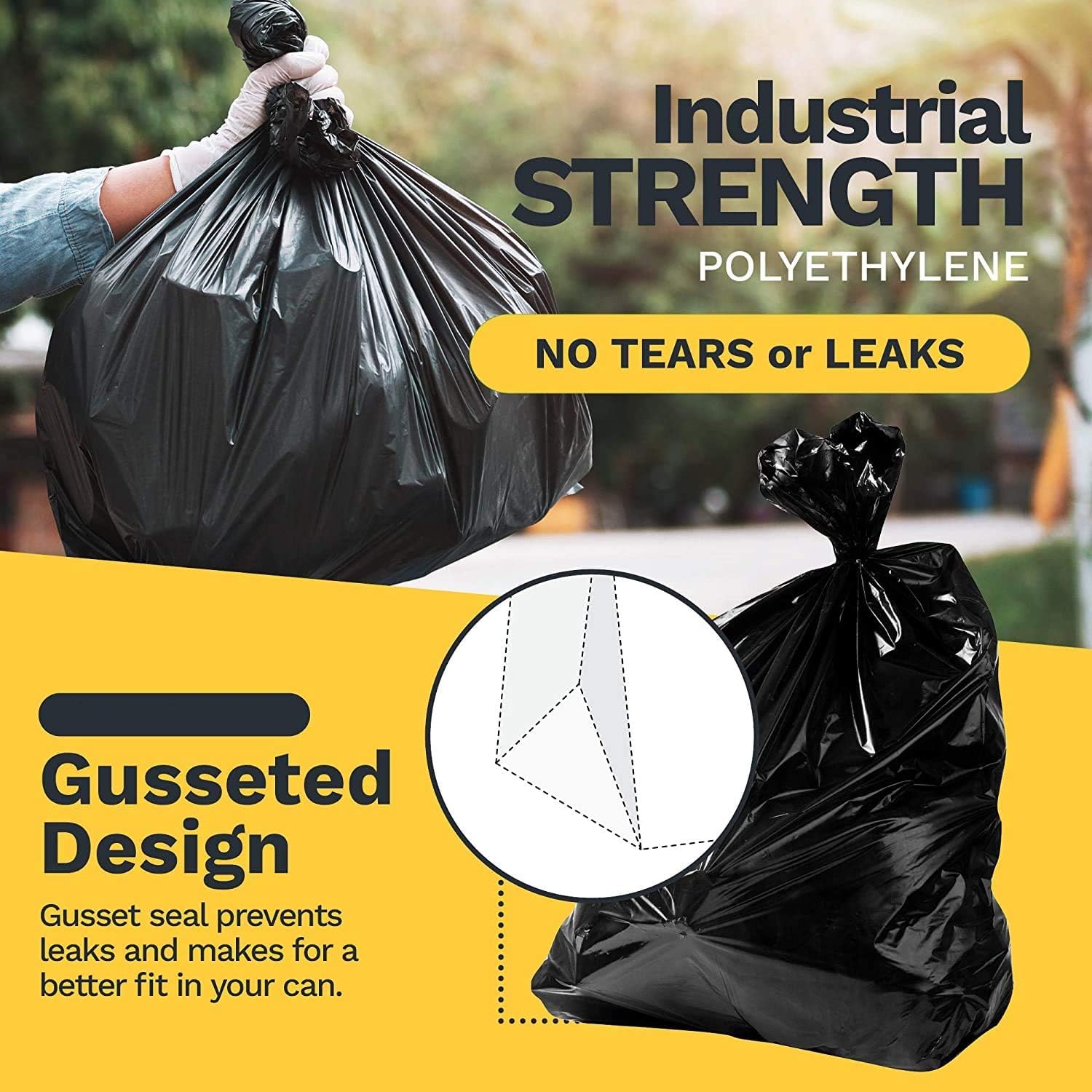 ToughBag 30-33 Gallon Trash Bags Heavy Duty (50 COUNT) 3 Mil Contractor Trash Bags - Heavy Duty Black Contractor Can Liners - Made In USA