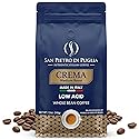 Whole Bean Coffee Medium Roast, Super Crema Arabica and Robusta Blend, Low Acid, Bold & Nutty Flavor, 12oz Bag, Fresh Artisan Roast from Puglia