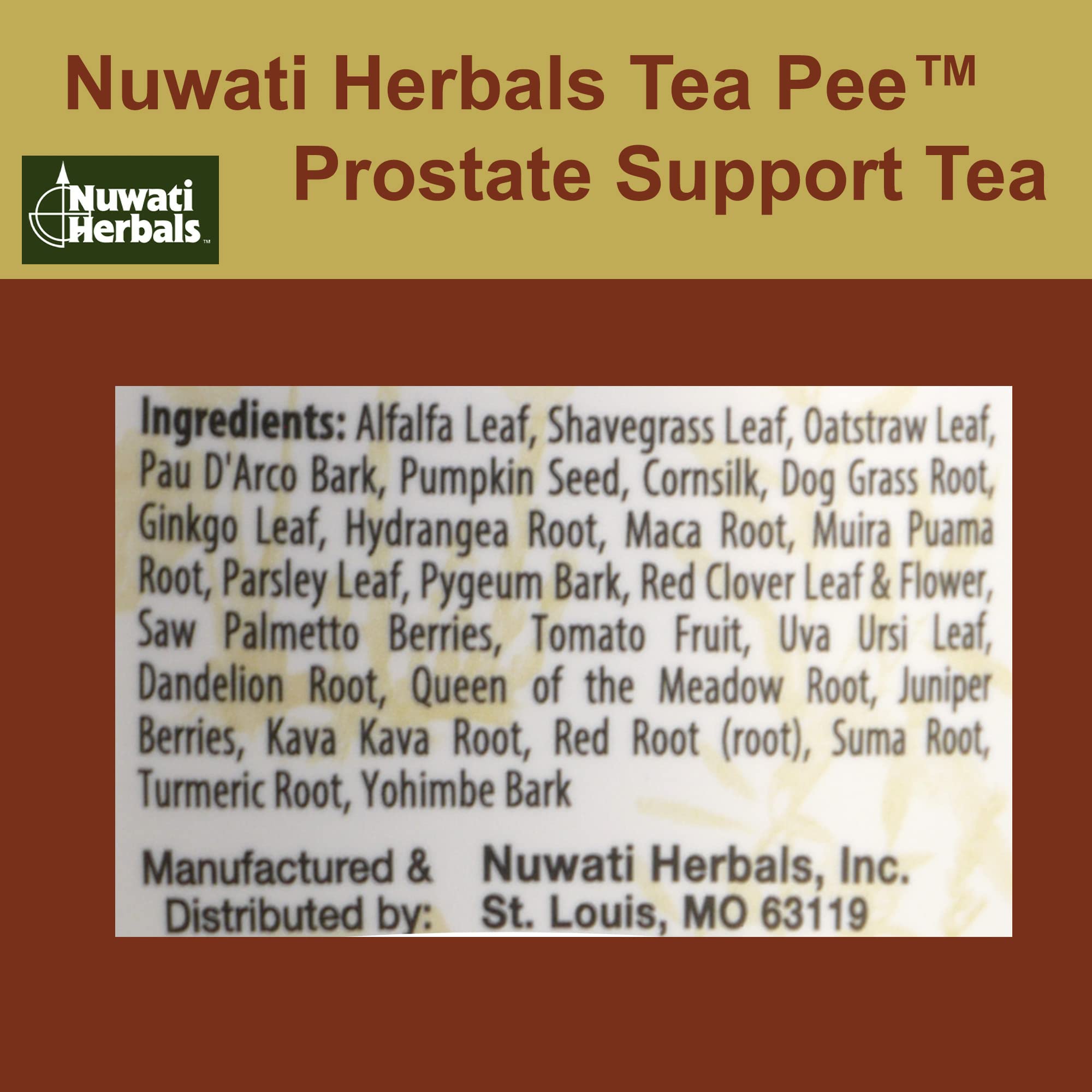 Tea Pee - Prostate Support Tea - Herbal Remedies from Nuwati Herbals - For Healthy Bladder Functions, Loose Blend, 4 Ounces