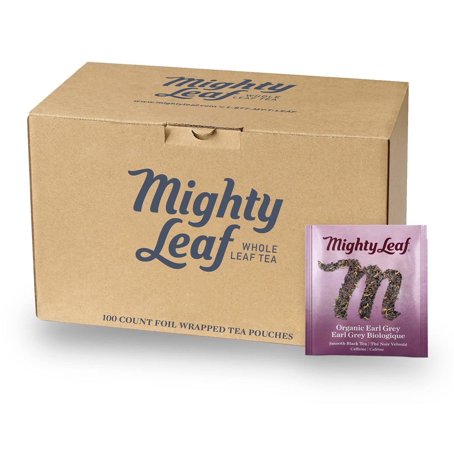 Mighty Leaf Organic Earl Grey Tea - 100 Count Whole Leaf Tea Pouches - Black Tea with Bergamot - Premium Caffeinated Tea Bags - USDA Organic Certified