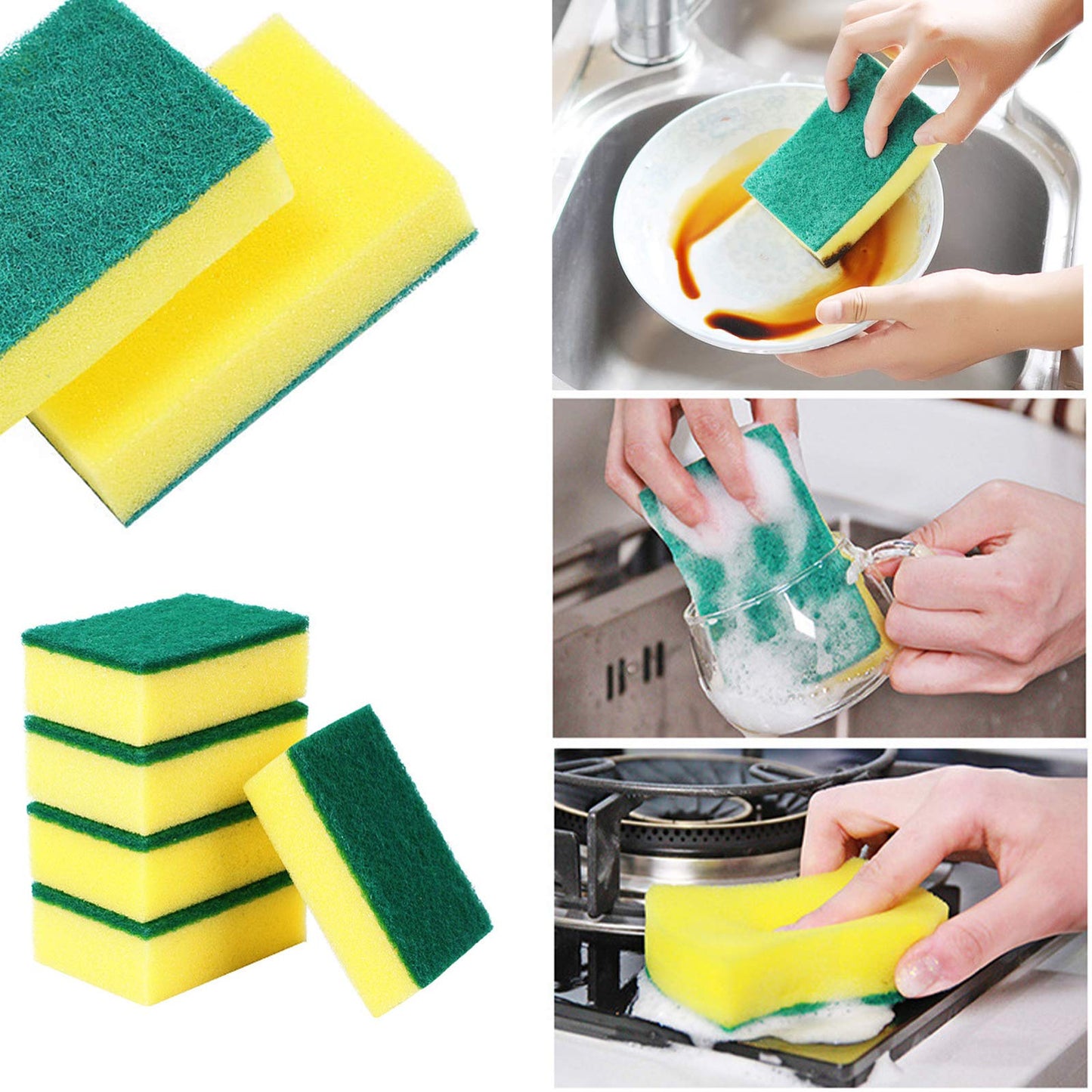 Sadocom 30 Pack Sponge Individually Wrapped, Non Scratch Scrouing Sponges for Household Cleaning, Dishes, Kitchen, Apartment, Car, Bike