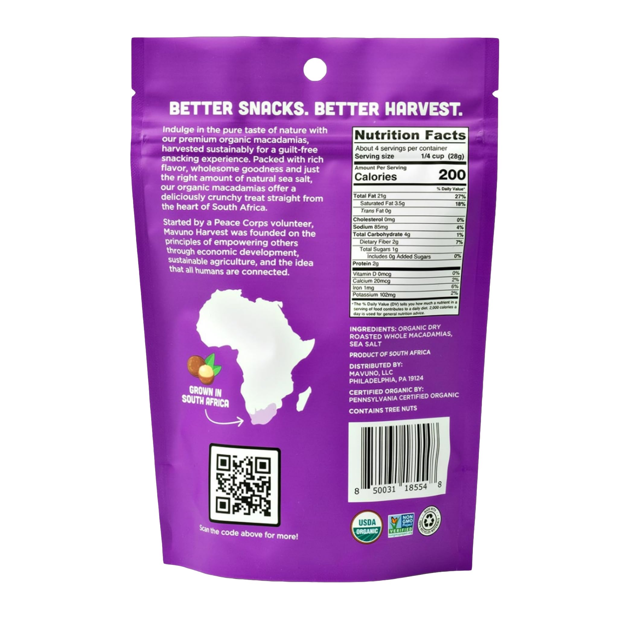 Mavuno Harvest Organic Roasted Macadamia Nuts with Sea Salt | Dry Roasted Whole Macadamia Nuts | Vegan, Non GMO Healthy Snacks for Kids and Adults |