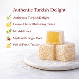Lemon Flavored Turkish Delight 450g (~1lb) - Coconut Covered Lokum - Soft & Chewy Citrus Candy - Traditional Turkish Sweets - Vegan, No Additives