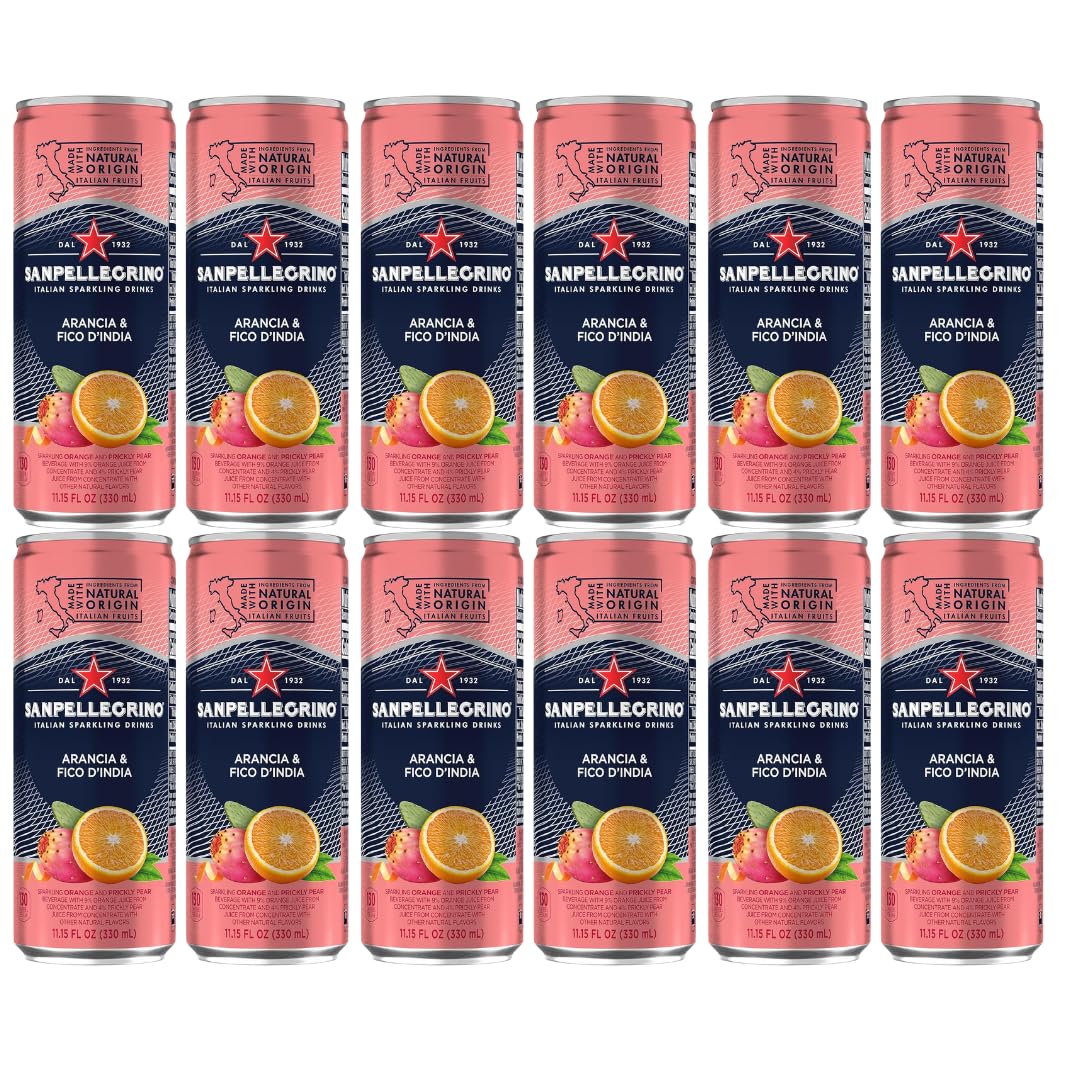 San Pellegrino Prickly Pear Sparkling Beverage - 12 Pack, 11.15 fl oz Cans | Refreshing Italian Sparkling Drink, Naturally Flavored, No Artificial