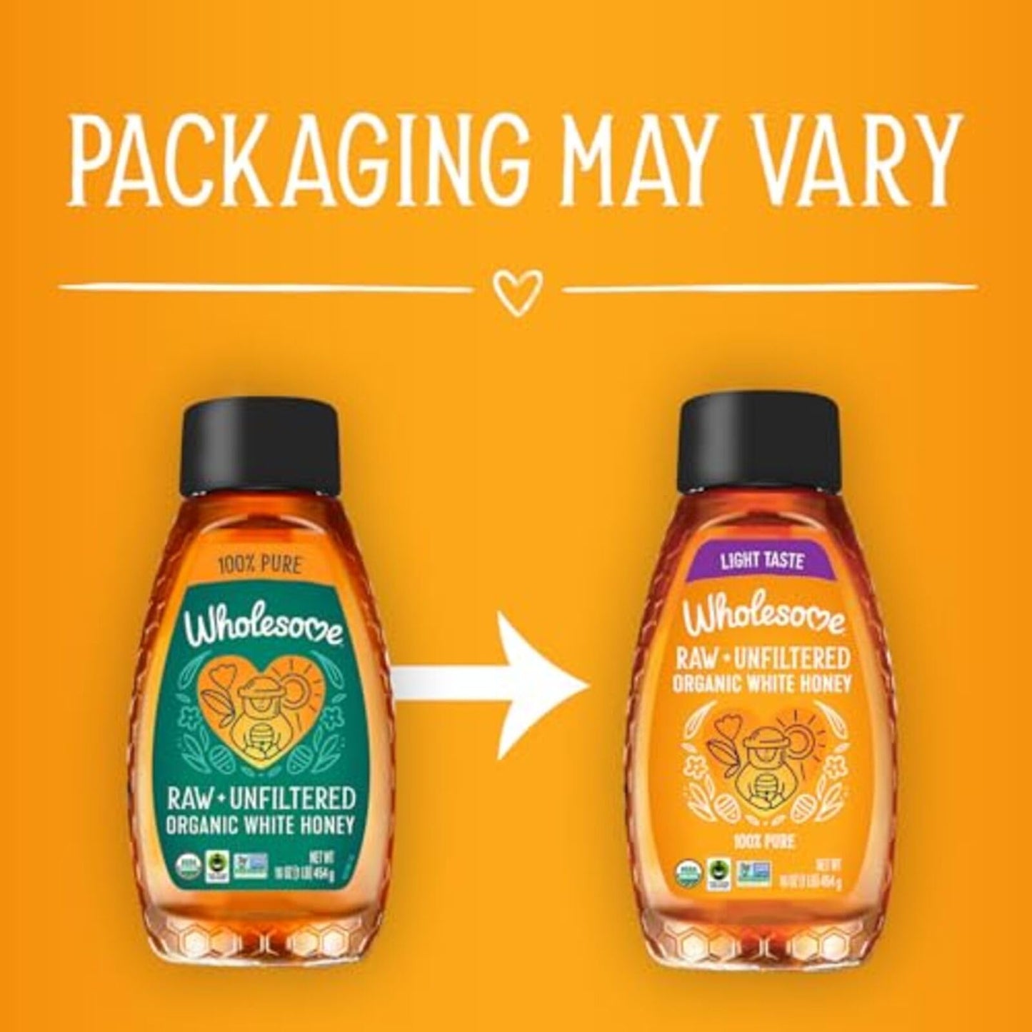 Wholesome Sweeteners 16-Ounce Organic Raw Unfiltered White Honey Bottle, 100% Pure, Fair Trade Certified, Non GMO Project Verified, & Gluten Free Sweetener, 1 Pack