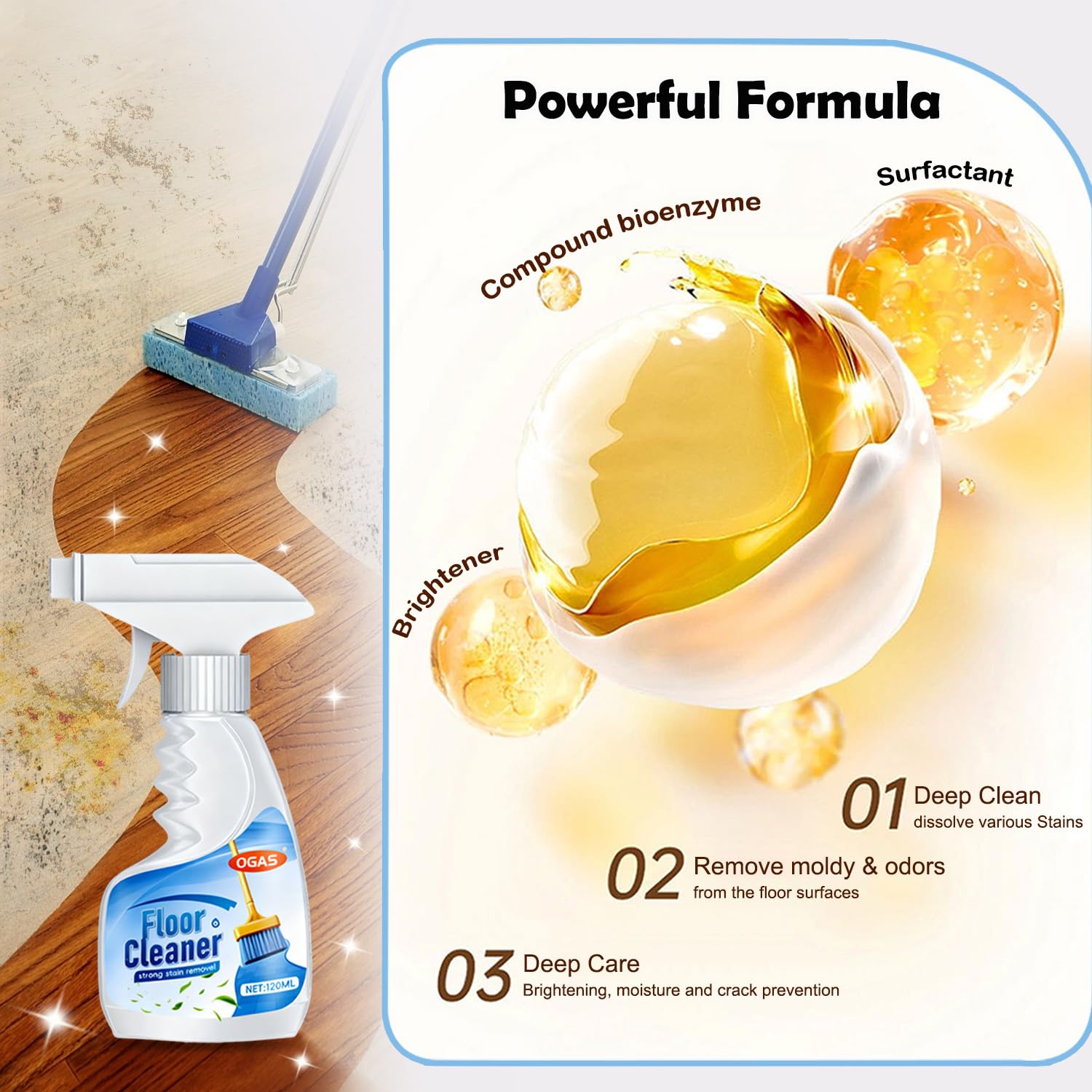 TIEDXIOY Floor Cleaner Concentrate, Hard Surface Floor Cleaner Spray for Hardwood, Ceramic Tile, Marble, Grout, and Composite Material Surface
