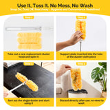AIDELY 6 FT Extendable Duster Handle with 20 Pcs Refills, Heavy Duty Starter Kit Compatible with Swiffer, Disposable Microfiber Dusting Pads