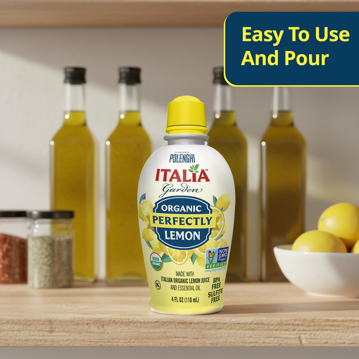 Italia Garden Organic Lemon & Lime Juice Variety Pack - 4oz Each (Pack of 2) - 100% Organic Juices - Perfect for Cooking, Drinks, Marinades & More