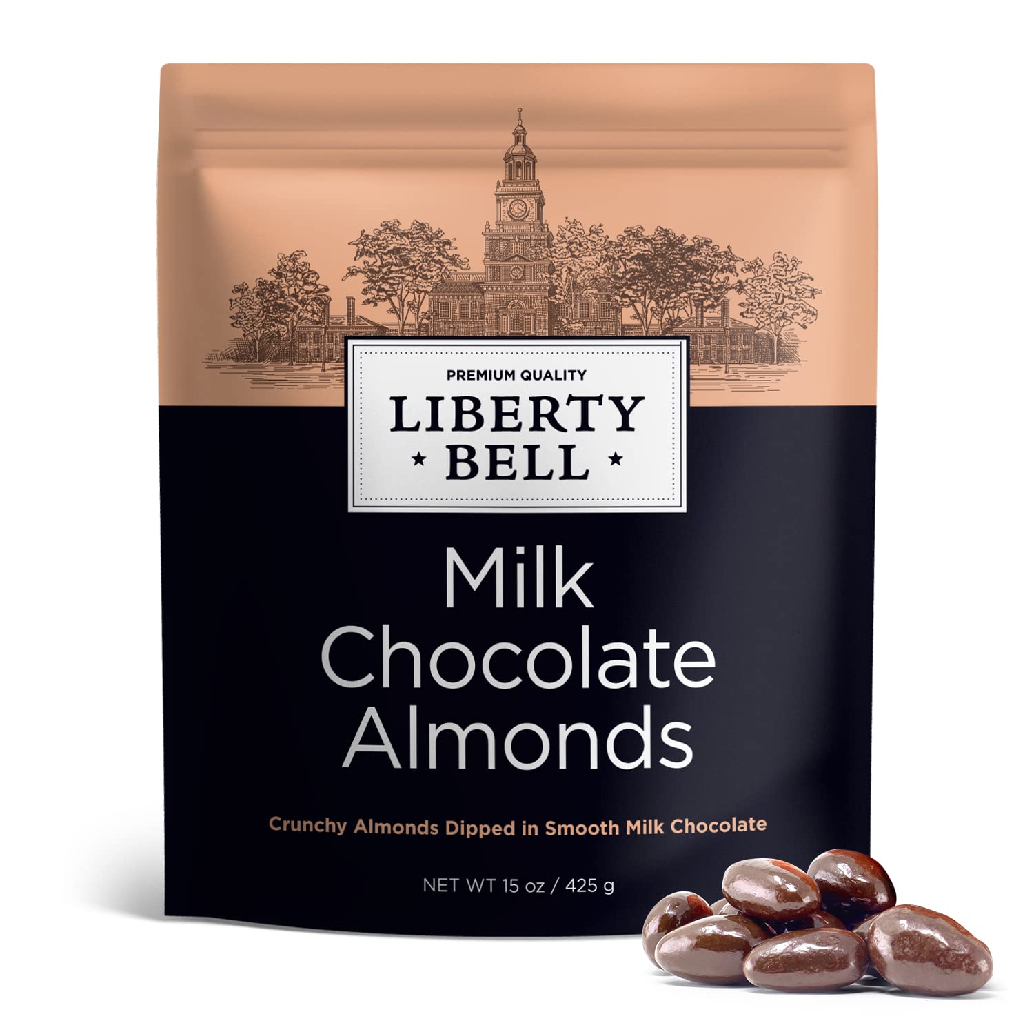 Milk Chocolate Covered Almonds | 15 Oz Bag | Roasted Chocolate Covered Nuts | Creamy & Crunchy Snack Nuts | Office Candy, Gourmet Party Favor & Gift