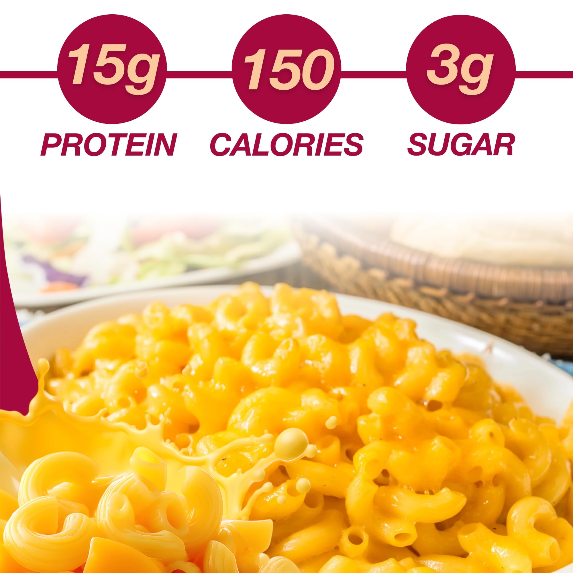 ProtiDIET High Protein Mac and Cheese - 15g Protein, 1g Total Fat, 7 Pouches - Balanced High Protein Meal Replacement for Everyday Wellness