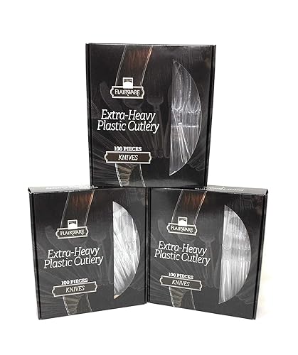 Fineline Flairware Collection Heavy Duty Clear Plastic Knives - Quality, Extra Durable Disposable Knives, Practical for Serving and Portioning Hot