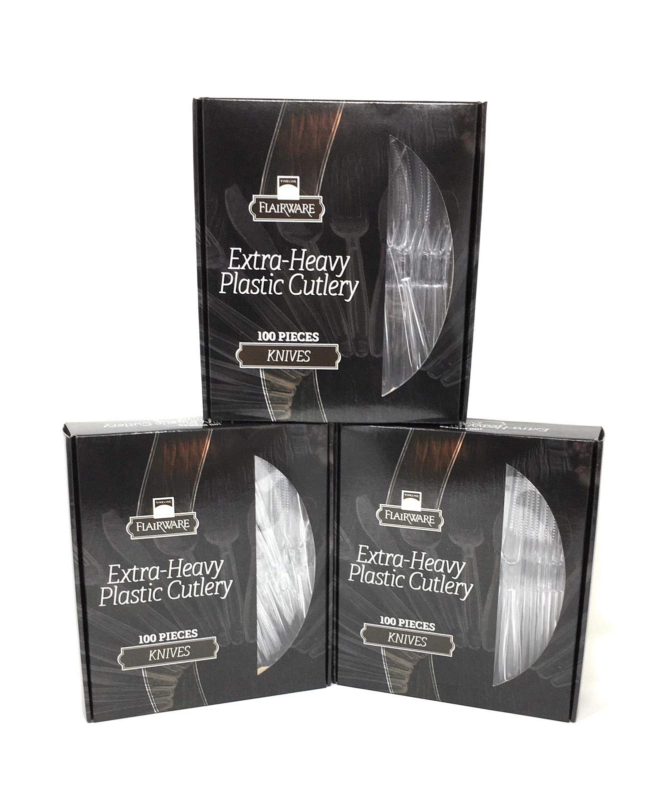 Fineline Flairware Collection Heavy Duty Clear Plastic Knives - Quality, Extra Durable Disposable Knives, Practical for Serving and Portioning Hot