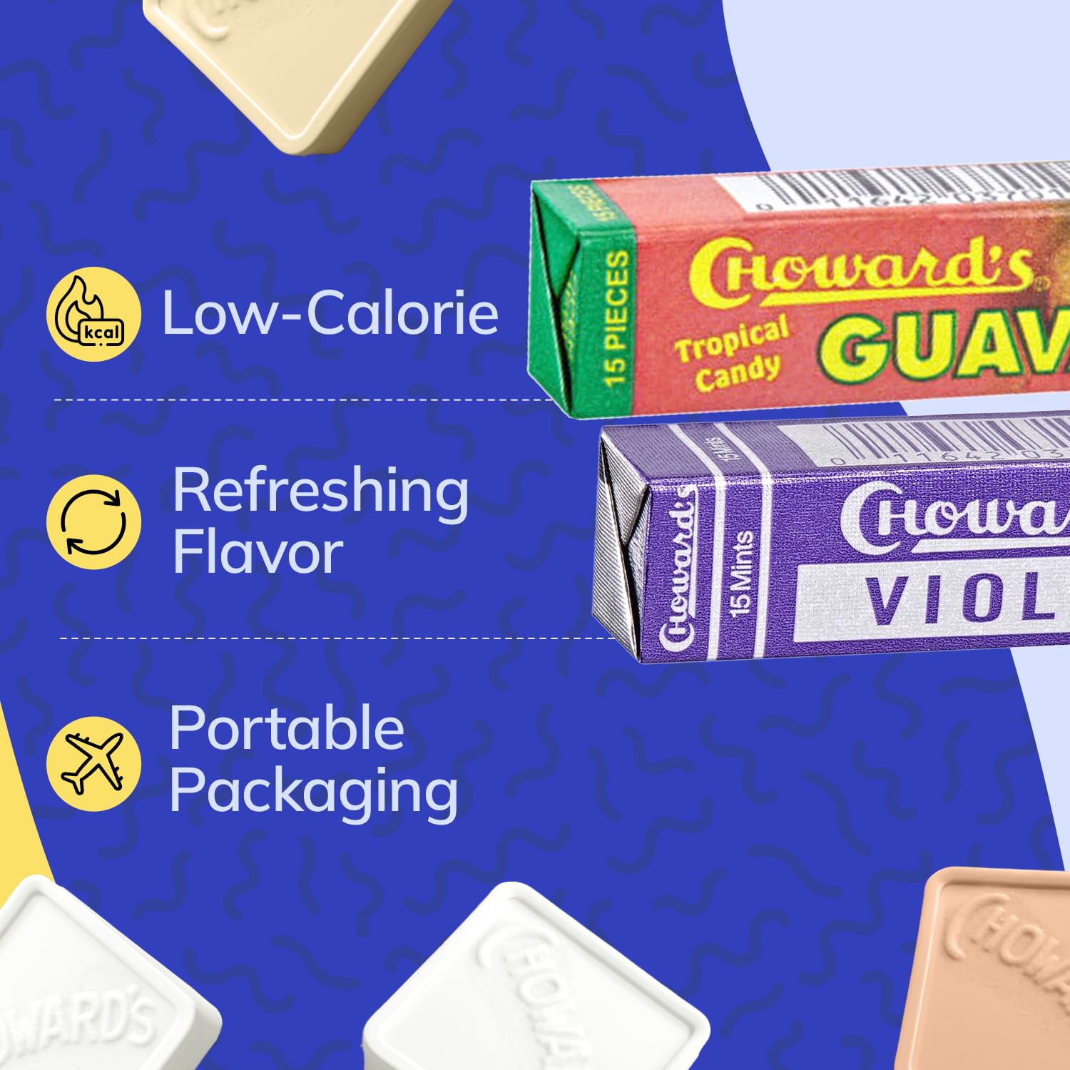 Choward's Mints Candy Variety Pack | Violet, Spearmint, Peppermint, Guava, and Lemon | Bold Aromatic Flavors | Perfect for Lunchboxes, Travel