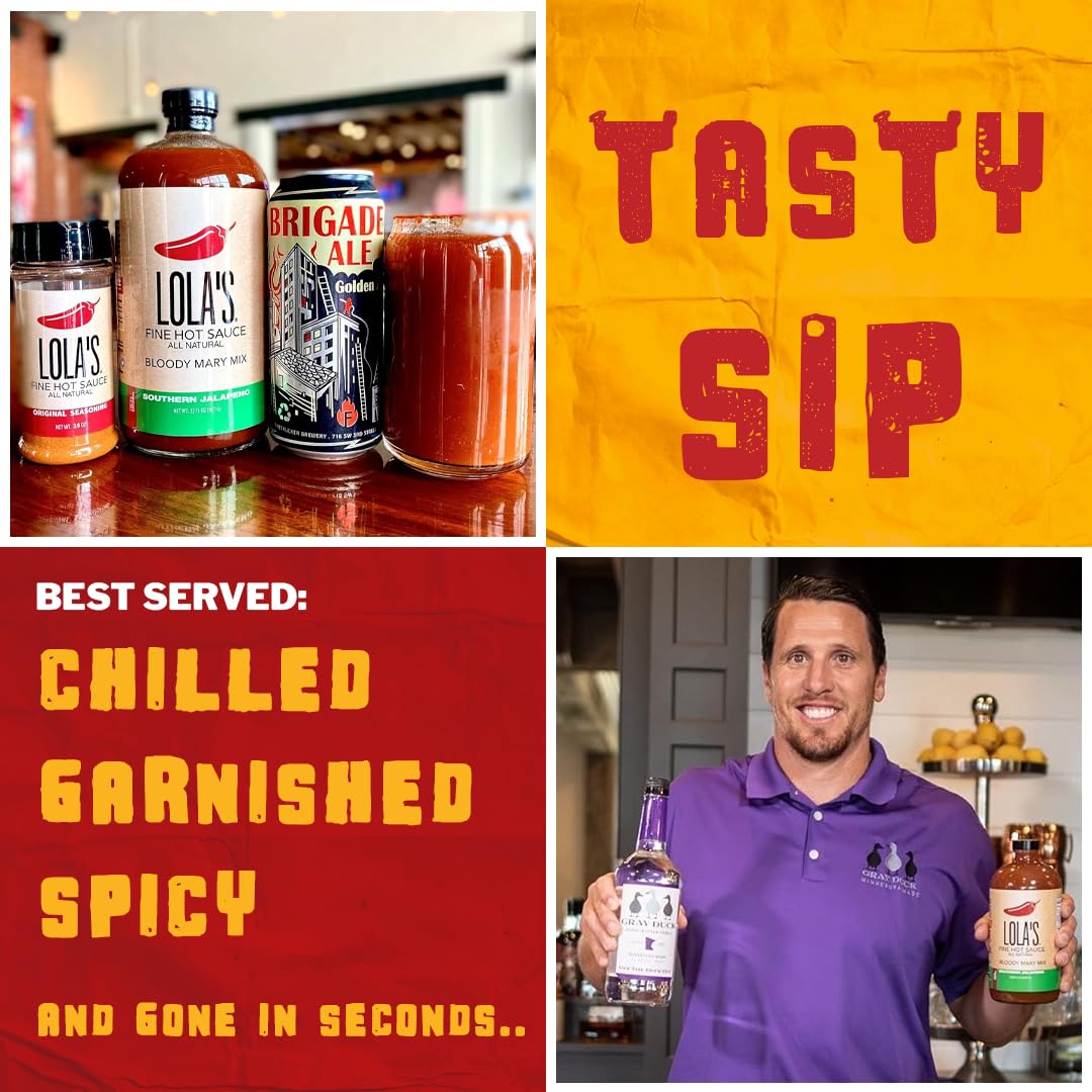 Lola's Fine Hot Sauce - Lola's Southern Jalapeno Bloody Mary Mix 32 oz | All-Natural, Gluten-Free | Made from Scratch | Infused with Lola's Signature