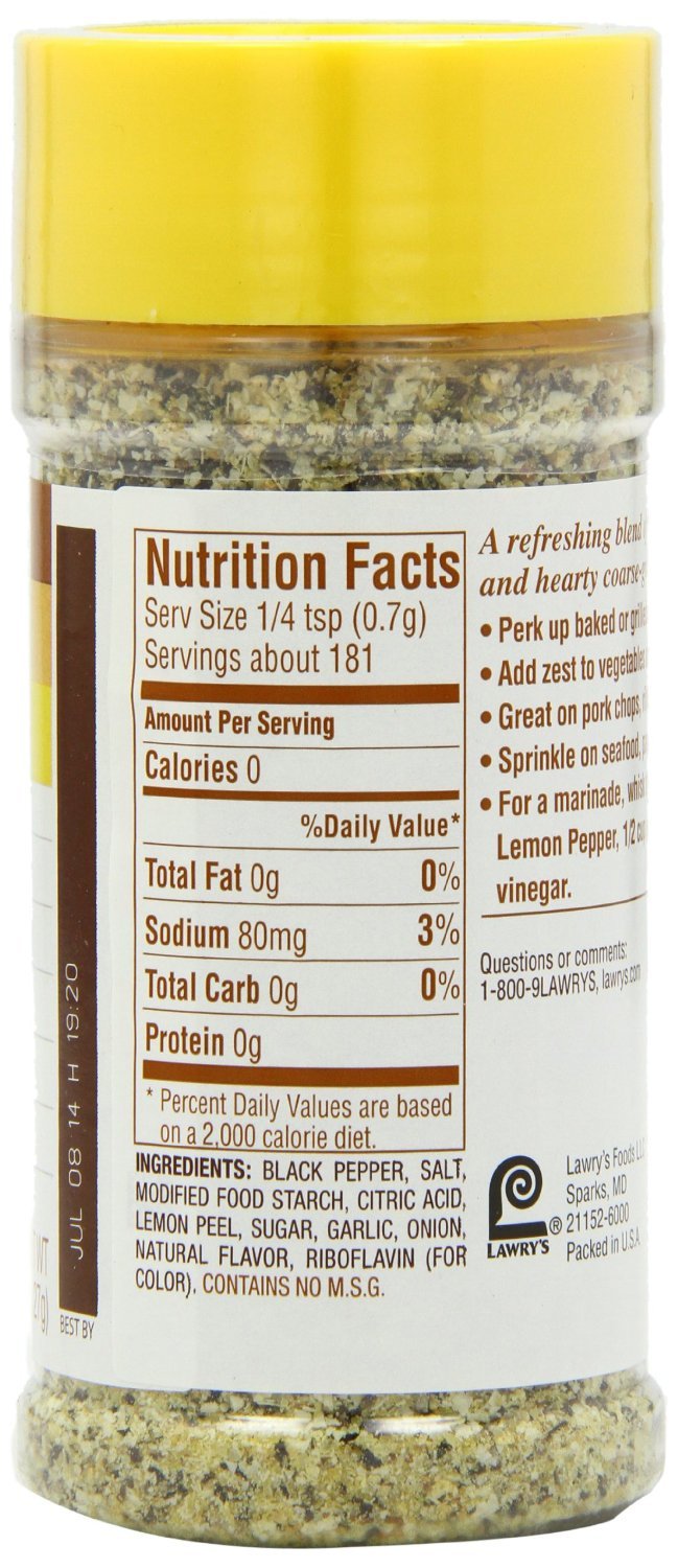 Lawry's Lemon Pepper, 4.5-Ounce Bottle (Pack of 12)