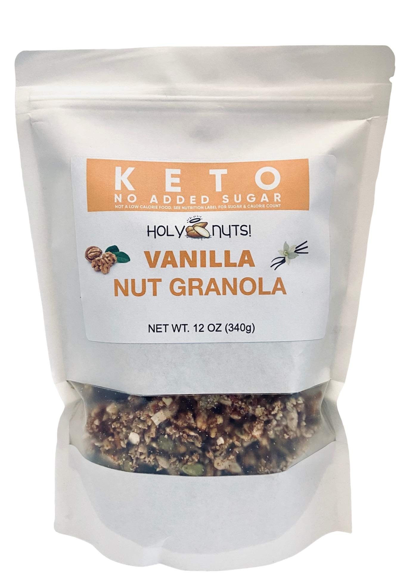 Holy Nuts Keto Food Low Carb Granola - Cereal Snack - Paleo Friendly - Ketogenic Breakfast Nut Foods - Low Sugar, Grain & Gluten Free Healthy Travel