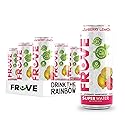 FrUve Super Water | Raspberry Lemon Flavor | 12 16oz Cans | Healthy Drink | Zero Sugar | Low Calorie Drink | Powerful Antioxidants | Boosts Immune