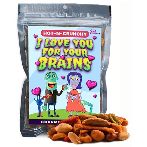 Love You for Your Brains Trail Mix - Premium Food Gifts Spicy Zombie Romance Snack Mix Unique Funny Valentine Gifts Horror Movie Night Snacks