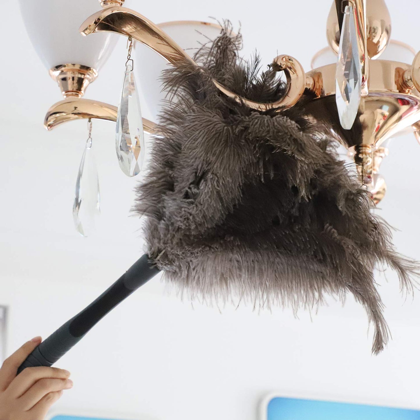 Midoneat Ostrich Feather Duster, Big and Soft and Fluffy Microfiber Duster,22 inch (Gray)