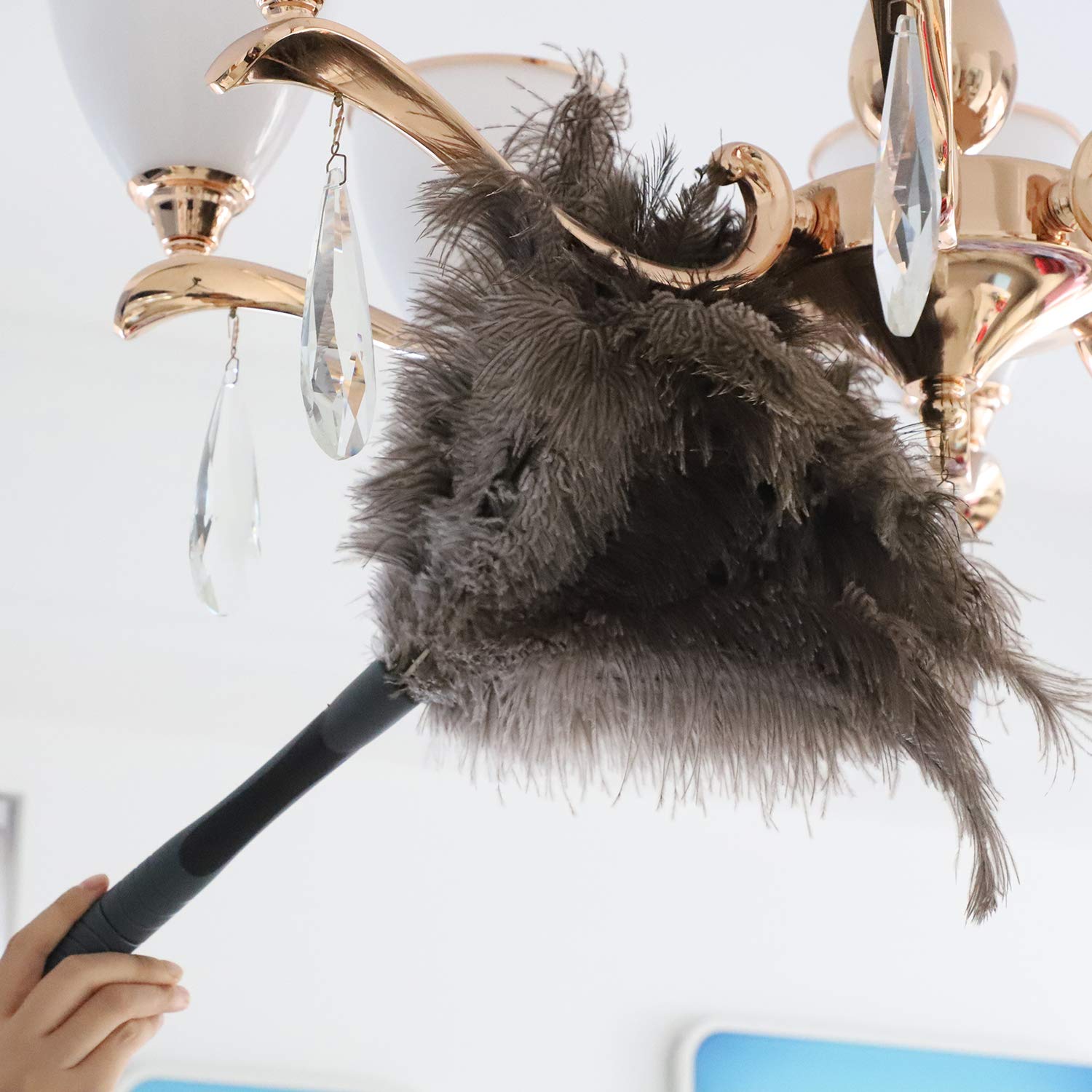 Midoneat Ostrich Feather Duster, Big and Soft and Fluffy Microfiber Duster,22 inch (Gray)