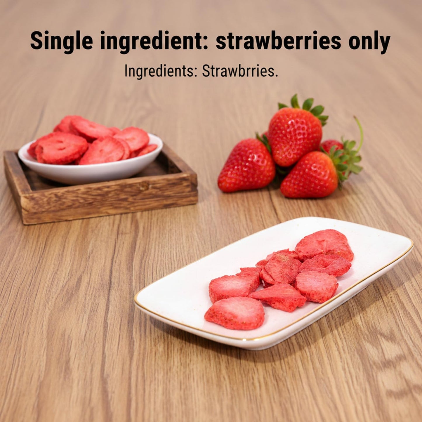 SODGHYTR Freeze Dried Strawberries Slices 5.29oz/150g,Fruits Snack & Dessert Topping,Dry Strawberry Crisps, Yummy Dehydrated Strawberries,for Yogurt