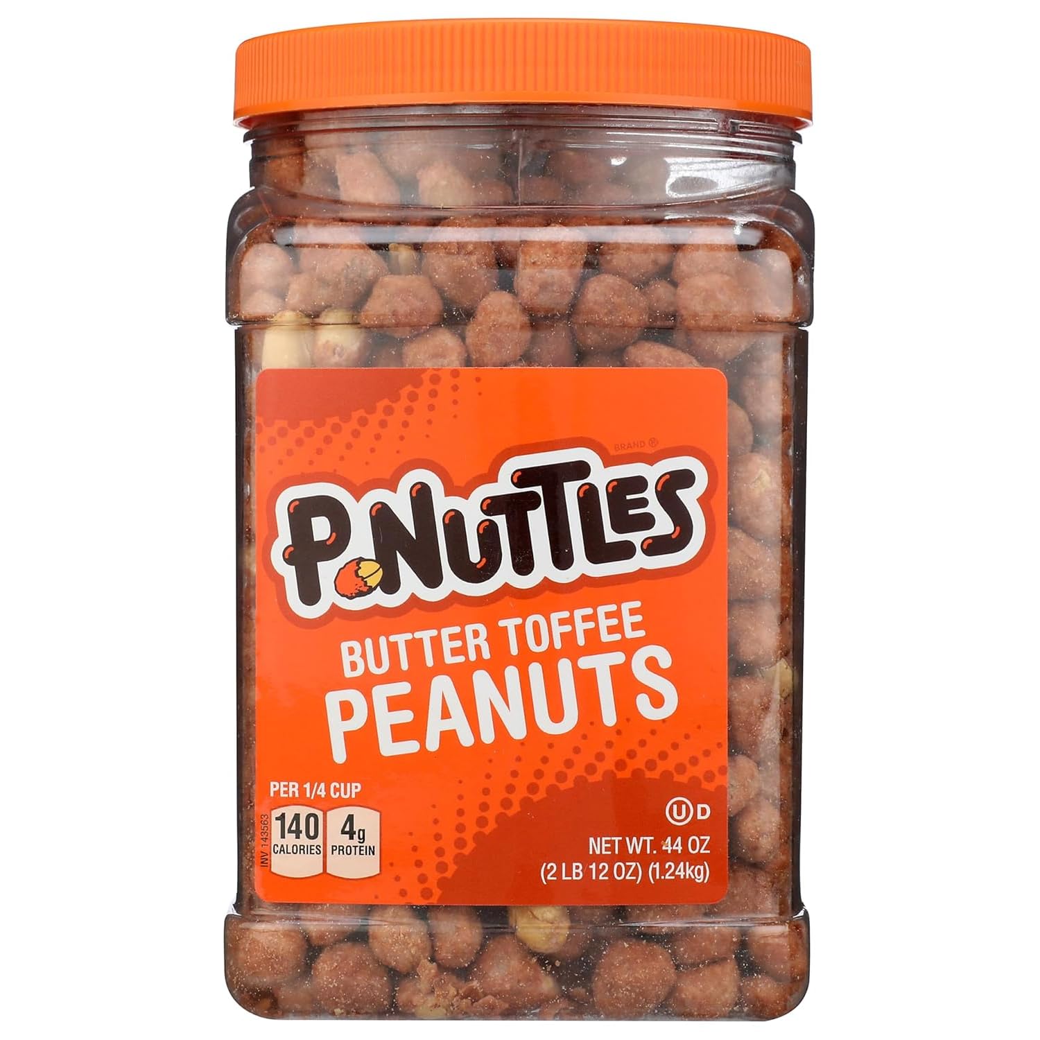 P-Nuttles Butter Toffee Covered Peanuts, Sweet Salty Snack, Nuts, Made in USA, Kosher, Party, Crunchy Nut, 44 oz Jar