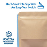 Spartan Industrial - 4" X 6" Kraft Paper Resealable Stand-Up Pouches - Pack of 1000 Small Smell-Proof Storage Pouches for Food Packaging, Pet Treats