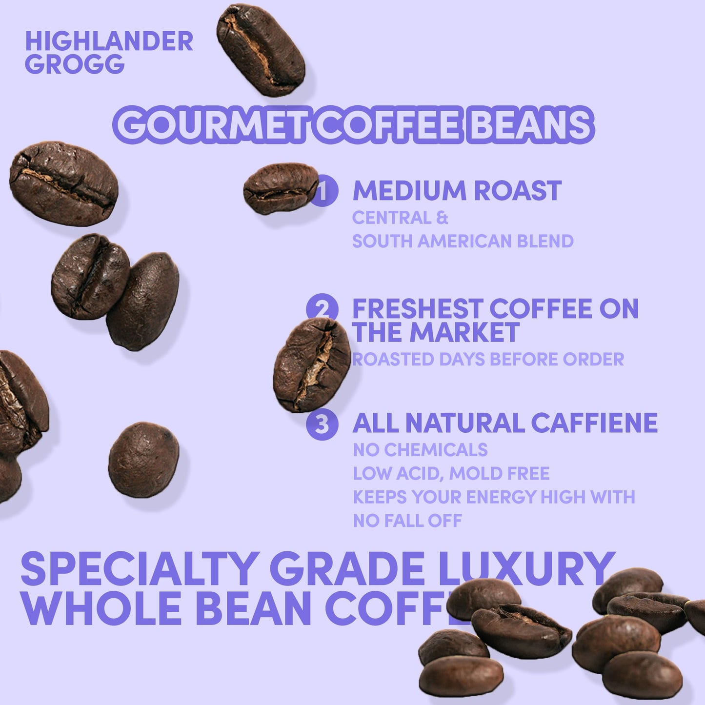 2 lb Highlander Grogg Whole Bean Coffee | Butterscotch Caramel Vanilla Flavored Coffee Beans | Bulk Medium Roast Flavored | Specialty Grade | 32 oz