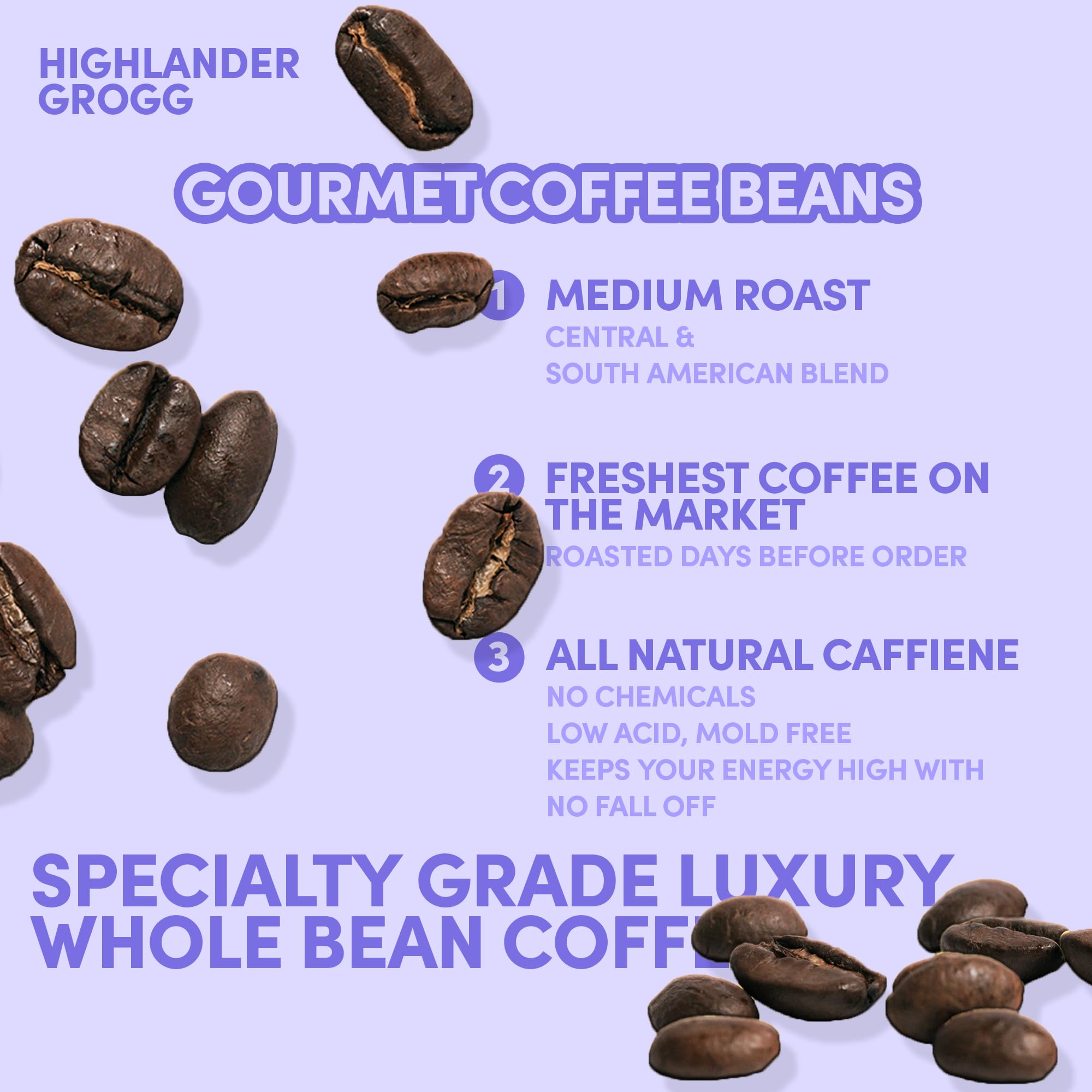 2 lb Highlander Grogg Whole Bean Coffee | Butterscotch Caramel Vanilla Flavored Coffee Beans | Bulk Medium Roast Flavored | Specialty Grade | 32 oz