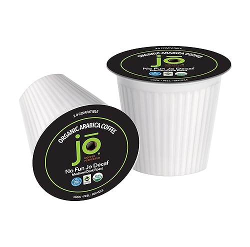 NO FUN JO DECAF: 48 Cups, Organic Medium Dark Roast Swiss Water Process for Keurig K-Cup Compatible Brewers, Fresh Seal Single Serve Cups, Fair Trade