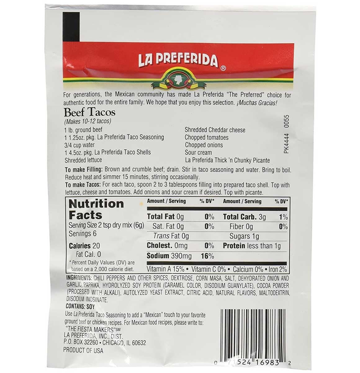 La Preferida Taco & Fajita Seasoning, (12ea / 1.25oz) (Variety Pack)